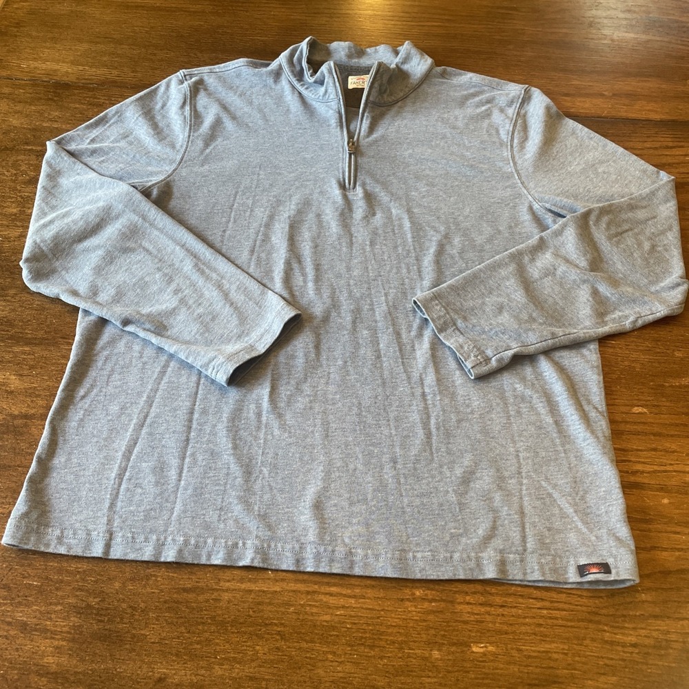 Faherty Suffolk Pullover 1/4 Zip Men's XL Blue Heather Knit Hike MKS1972-CCL